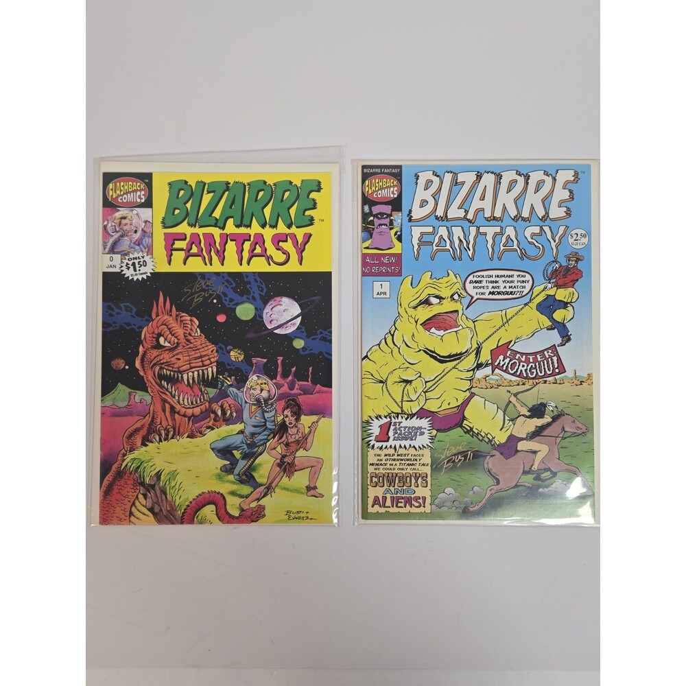 Bizarre Fantasy #0 & #1 1995 Flashback Comics Steve Busti Signed Cowboys Aliens